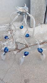 Lampadario moderno a 5 luci con vetro satinato 