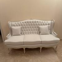 Divano tre posti trapuntatura pelle bianca
