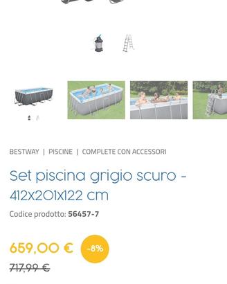 Set piscina grigio scuro - 412X201X122 cm