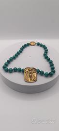 collana con perle di Malachite naturale 