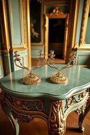 Antica Coppia Di Candelabri Con Figure Mitologiche