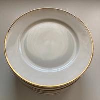 12 piatti piani ceramica Bavaria con bordo in oro