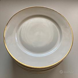 12 piatti piani ceramica Bavaria con bordo in oro