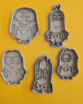 Set 5 Stampini / Tagliabiscotti 3D - Tema Minions
