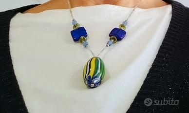Collana in perle di Murano con murrina
