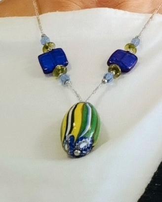Collana in perle di Murano con murrina