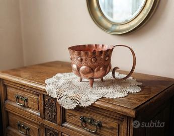 Vaso vintage in rame fatto a mano H10 cm/D12 cm