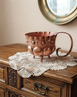 Vaso vintage in rame fatto a mano H10 cm/D12 cm