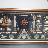 quadro con nodi marinai, timone e nave