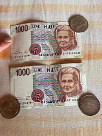 Banconote e monete in lire