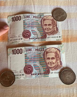 Banconote e monete in lire