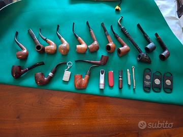 Lotto 15 pipe vintage con accessori
