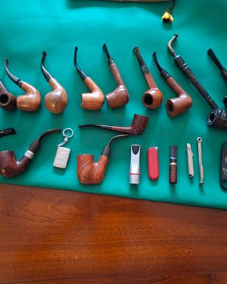 Lotto 13 pipe vintage con accessori