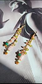 Orecchini etnici quarzo rosa