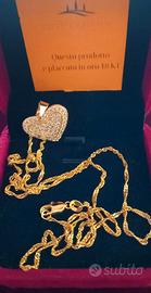 Collana cm60 Placcata Oro18kt G.F. con cuore 