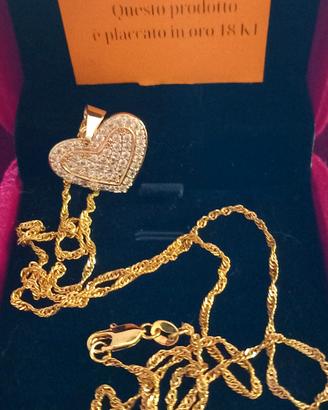 Collana cm60 Placcata Oro18kt G.F. con cuore 