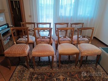 8 sedie in noce stile Luigi Filippo