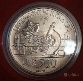 #2215 – Una moneta 500 Lire Italia LOTTA al CANCRO