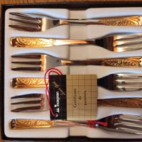 forchettine dessert inox e oro zecchino 24 carati