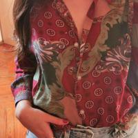 Camicia oversize in viscosa con fantasia anni 80