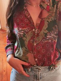 Camicia oversize in viscosa con fantasia anni 80