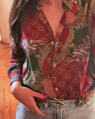 Camicia oversize in viscosa con fantasia anni 80