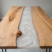 tavolo da pranzo legno massello e resina