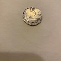 Moneta 5 lire del 1954