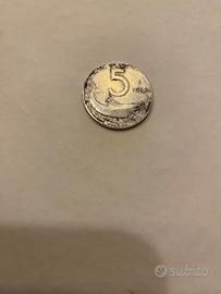 Moneta 5 lire del 1954