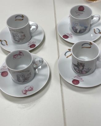 Set tazzine quattro Bavaria decorazioni gattini