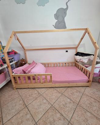 Letto basso completo in legno