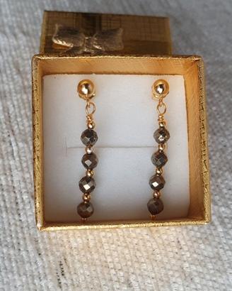 Orecchini in argento 925 placcati in oro e pirite 