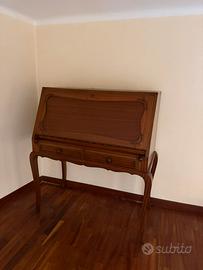 Mobile ribalta scrivania in legno vintage antico
