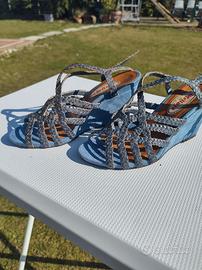 Sandali Melluso zeppa avio blu trecce n. 37