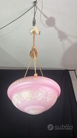Lampadario disco vetro rosa - VENDUTO