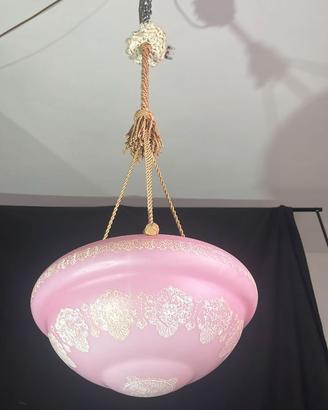 Lampadario disco vetro rosa - VENDUTO