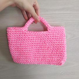 Borsetta rosa uncinetto cordino