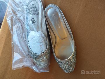 Sabot glitterato oro mai usato 