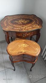 Tavolini vintage legno intarsiato