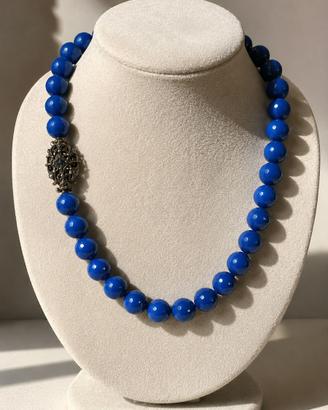 Collana vintage argento e pietre dure blu