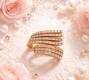 Anello oro bianco e diamanti taglio brillante 