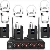Tonor uhf set di microfoni wireless con 4 trasmet