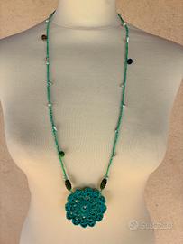 collana donna lavorata all'uncinetto in cotone 