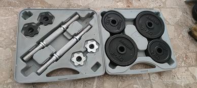 Kit 20 kg coppia manubri pesi valigetta palestra 