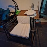 4 grandi poltrone da giardino in ferro con cuscini