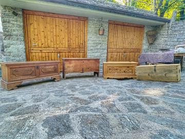 Cassapanche antiche stile alpino, baite , chalet