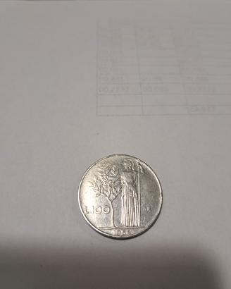 moneta da 100 lire Minerva 1956