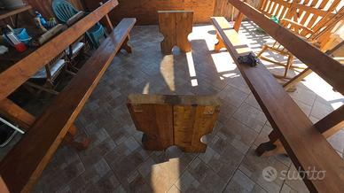 Tavolo rustico lamellare 350 cm. più due panche