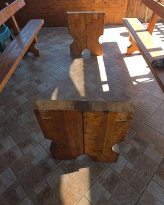 Tavolo rustico lamellare 350 cm. più due panche