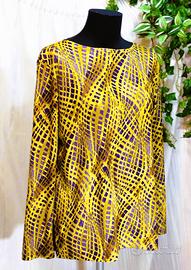 Blusa donna giallo oro e violetto elegante feste S